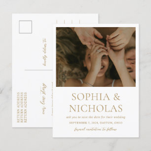 Carte Postale Faire-part Sophia Gold Mariage moderne Enregistrer la date