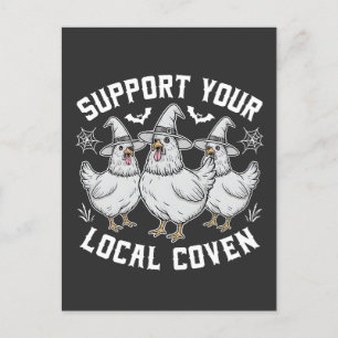Carte Postale Faire-part Soutenez Votre Poule Coven Halloween Sorcière