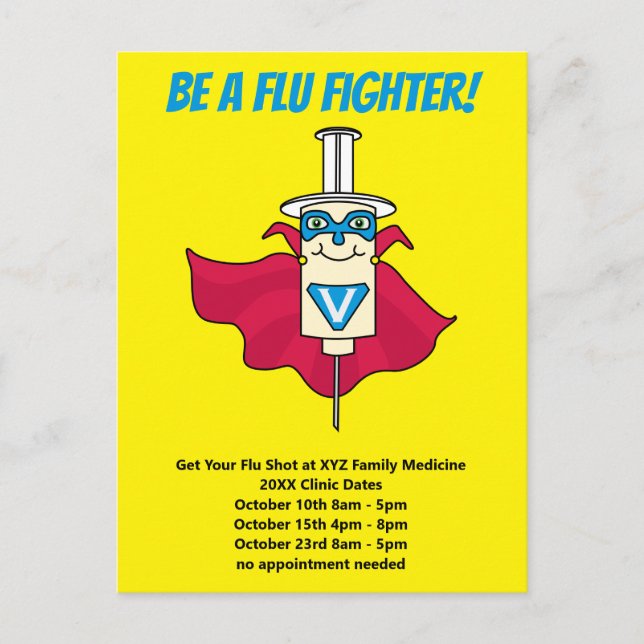 Carte Postale Faire-part Soyez un rappel de tir contre la grippe (Devant)