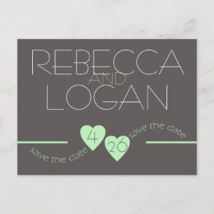 Carte Postale Faire-part Spring Green Hearts Sauvez la date