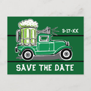 Carte Postale Faire-part St Patrick's Day Party Camion Vintage Enregistrer