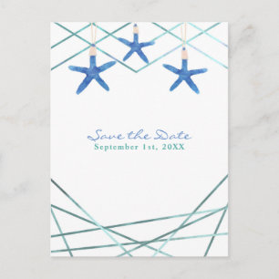 Carte Postale Faire-part Starfish & Modern Line Elegant Beach Enregistrer l