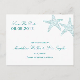 Carte Postale Faire-part Starfish Save the Date Postcard - Turquoise