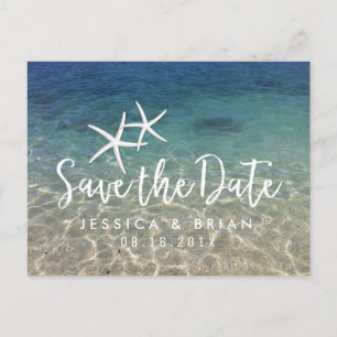 Carte Postale Faire-part Starfish Summer Beach Wedding Enregistrer la date
