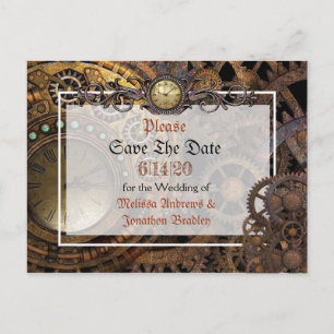 Carte Postale Faire-part Steampunk Mariage à thème Enregistrer la date