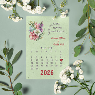 Carte Postale Faire-part Style de calendrier Mariage Enregistrer la date ao