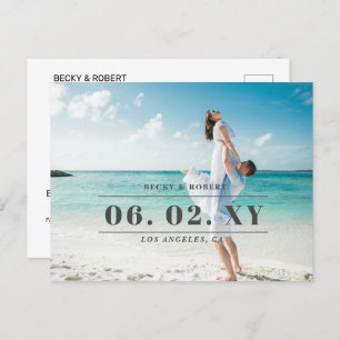 Carte Postale Faire-part Stylish Modern Typography Photo Enregistrer la dat