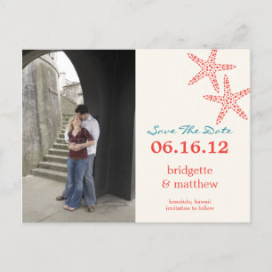 Carte Postale Faire-part Stylish Starfish Photo Enregistrer La Date Postcar