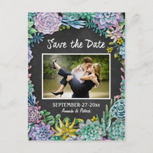 Carte Postale Faire-part Succulent Chalkboard Wedboard Wedding Enregistrer 