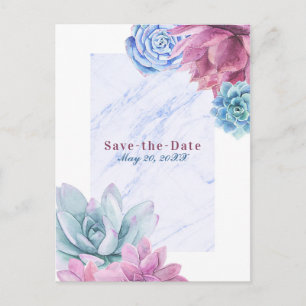 Carte Postale Faire-part Succulents Marble Chic Rustic Fiesta Enregistrer l