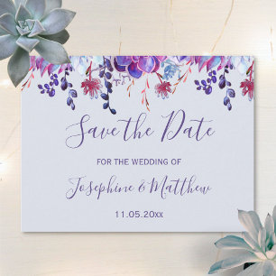 Carte Postale Faire-part Succulents pourpres Enregistrer la date