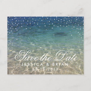 Carte Postale Faire-part Summer Beach Wedding Blue Ocean Enregistrer la dat