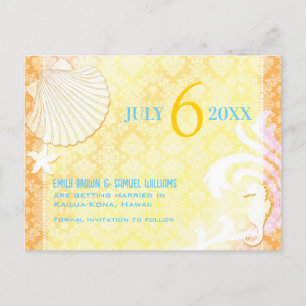 Carte Postale Faire-part Summer Breeze Beach Wedding Enregistrer la date