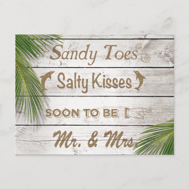 Carte Postale Faire-part Sun Kissed Sandy Toes Salty Kisses Enregistrer la  (Devant)