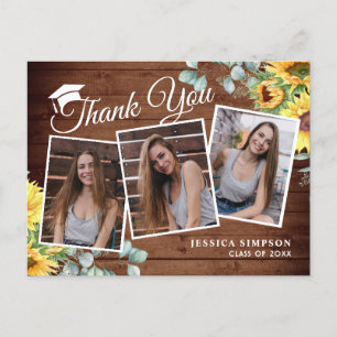 Carte Postale Faire-part Sunflower Eucalyptus 3 PHOTO Merci de graduation