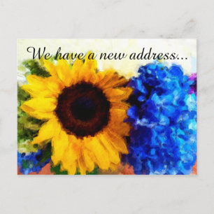Carte Postale Faire-part Sunflower Hydrangeas Nouveau domicile Adresse post