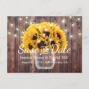 Carte Postale Faire-part Sunflower Jar Rustic Grange Mariage Enregistrer la
