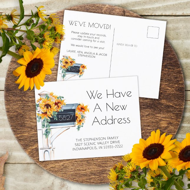Carte Postale Faire-part Sunflowers Eucalyptus Boîte aux lettres Nouvelle a (Créateur téléchargé)