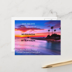 Carte Postale Faire-part Sunset beach enregistrer la date