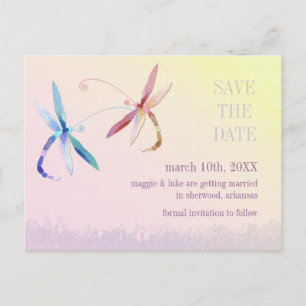 Carte Postale Faire-part Sunset Dragonfly Couple Wedding Enregistrer la dat