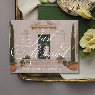 Carte Postale Faire-part Superposition formelle Photo de mariage