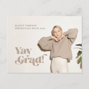 Carte Postale Faire-part Sur Trend Minimaliste Neutral Photo Graduation Ann