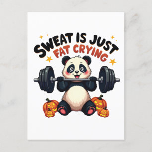 Carte Postale Faire-part Sweat est juste graisse Pleurer Funny Panda Fitnes