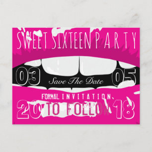 Carte Postale Faire-part Sweet 16 Anniversaire Fête Enregistrer La Date Lèv