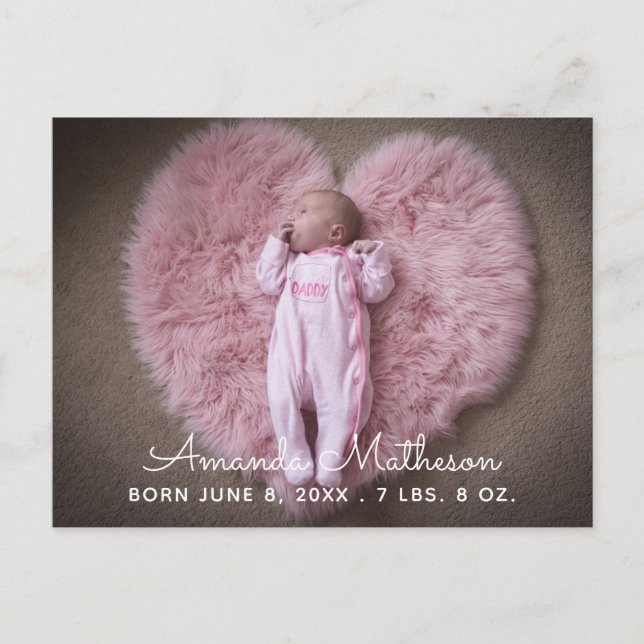Carte Postale Faire-part Sweet Baby Photo Script Nom superposition Naissanc (Devant)