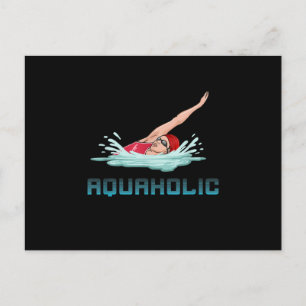 Carte Postale Faire-part Swimming Cap Goggles Swim Love Funny Swimmer Girl