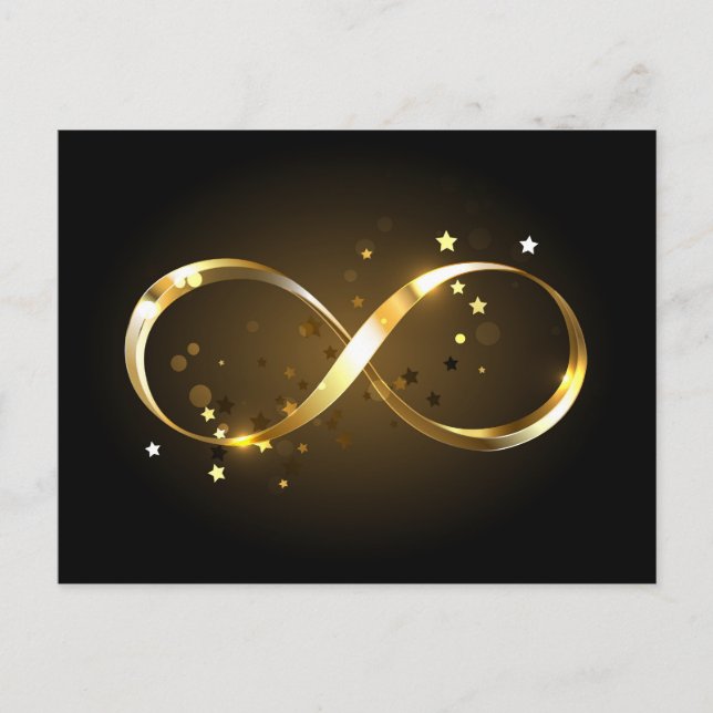 Carte Postale Faire-part Symbole d'infini doré (Devant)