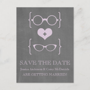 Carte Postale Faire-part Tableau noir de lunettes Geeky Enregistrer la date