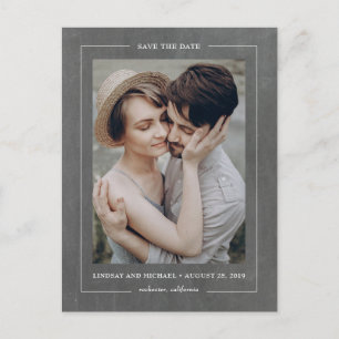 Carte Postale Faire-part Tableau noir minimal élégant Enregistrer la photo 