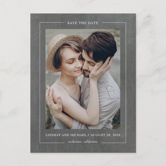 Carte Postale Faire-part Tableau noir minimal élégant Enregistrer la photo  (Devant)