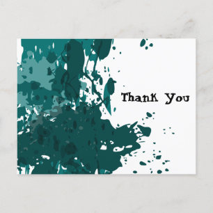 Carte Postale Faire-part Tache Verte Turquoise, Merci des Nouveaux Mariés