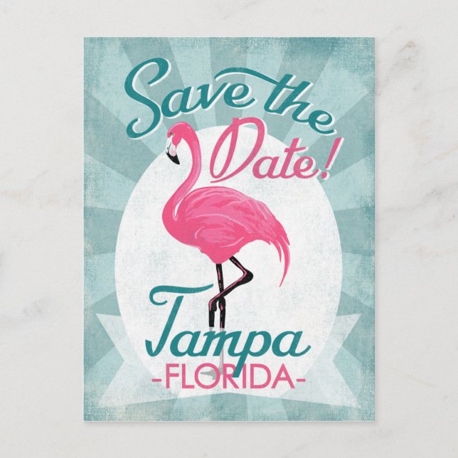 Carte Postale Faire-part Tampa Enregistrer La Date Flamant rose Rose (Devant)