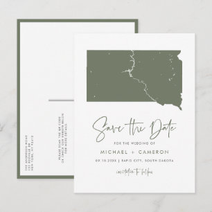 Carte Postale Faire-part Taupe Green South Dakota Map QR Code Enregistrer l