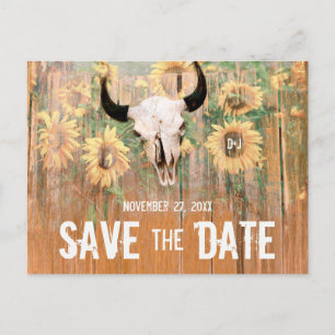 Carte Postale Faire-part Taureau Rustique Mariage Taureau Sauvez La Date