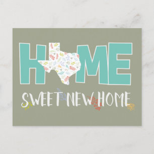 Carte Postale Faire-part Teal Home, Sweet New Home - Texas