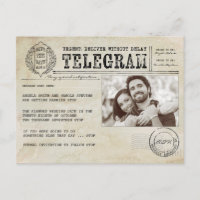 Télégramme Vintage Vieilli Sauvegarder la Date Pho