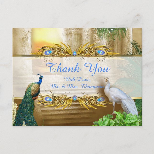 Carte Postale Faire-part Temple Royal Peacock Dreams Merci (Devant)