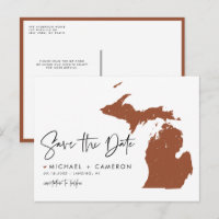 Terracotta Michigan Map QR Code Enregistrer la dat