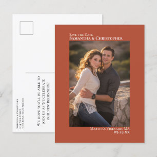 Carte Postale Faire-part Terracotta Minimaliste Photo Mariage Enregistrer L