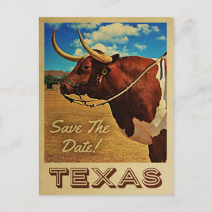 Carte Postale Faire-part Texas Enregistrer La Date Vintage Pays Ouest