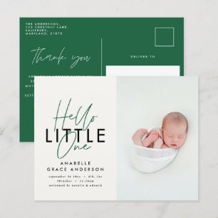 Carte Postale Faire-part Texte de photo de script moderne bonjour petit