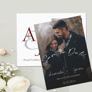 Carte Postale Faire-part Texte mignon superposer Monogramme deux Mariage ph