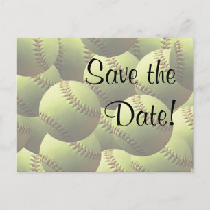 Carte Postale Faire-part Thème de mariage de sport de softball Enregistrez