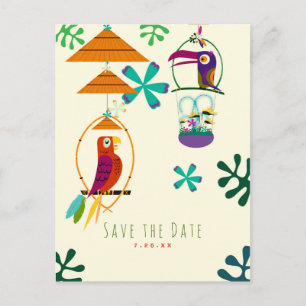 Carte Postale Faire-part Tiki Birds Fête Vintage Rétro Luau Enregistrez la 