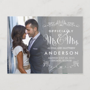 Carte Postale Faire-part Titres officiels Annonces Mariages - Gris