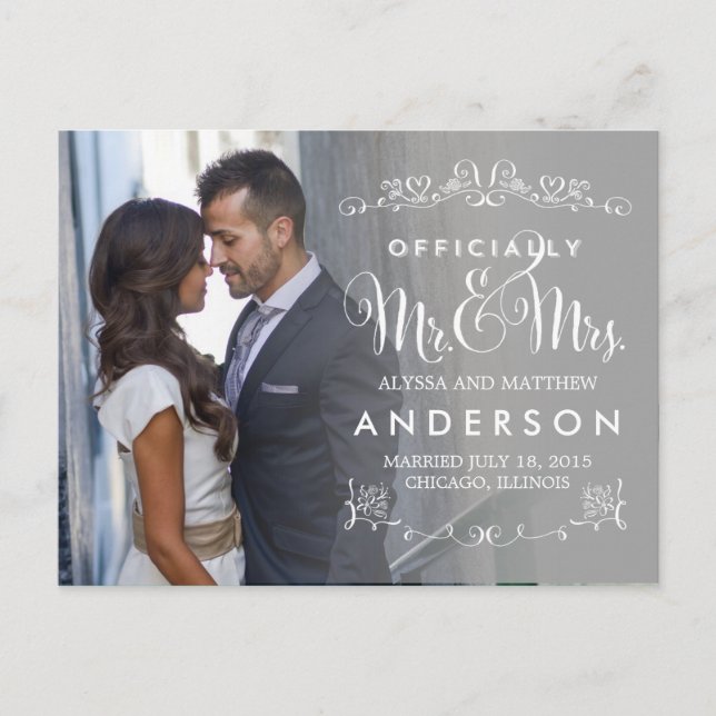 Carte Postale Faire-part Titres officiels Annonces Mariages - Gris (Devant)